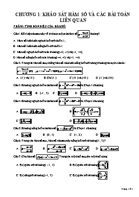 Toán học - Chương 1 Khảo sát hàm số và các bài toán liên quan
